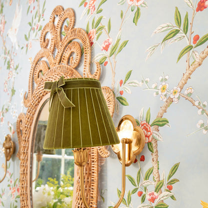 Olive Velvet Bow Lampshade (18cm)