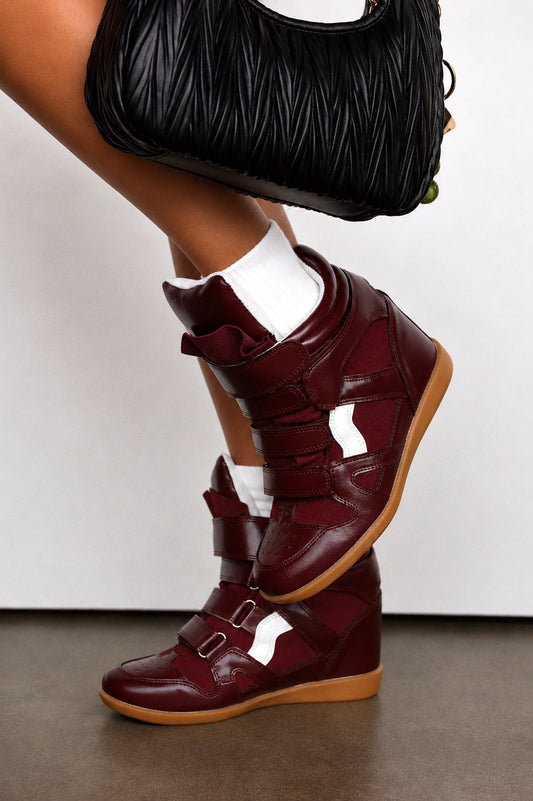 Gigi Wedge Sneakers - Burgundy
