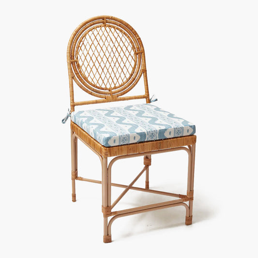 Vivienne Rattan Chair with Ikat Seat Pad Cushion