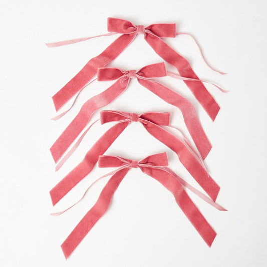 Dusty Pink Velvet Bows (Set of 4) - 20cm