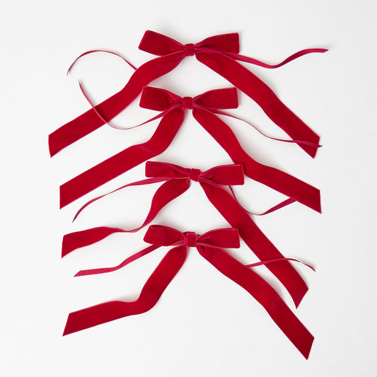 Ruby Red Velvet Bows (Set of 4) - 20cm