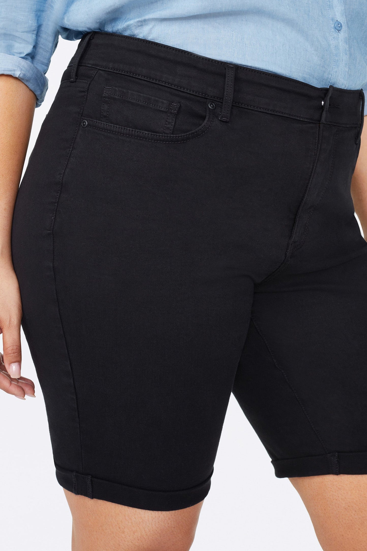 Briella 11 Inch Denim Shorts In Plus Size - Black