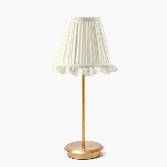 Tall Rechargeable Lamp with Cream Ruffle Shade (18cm)