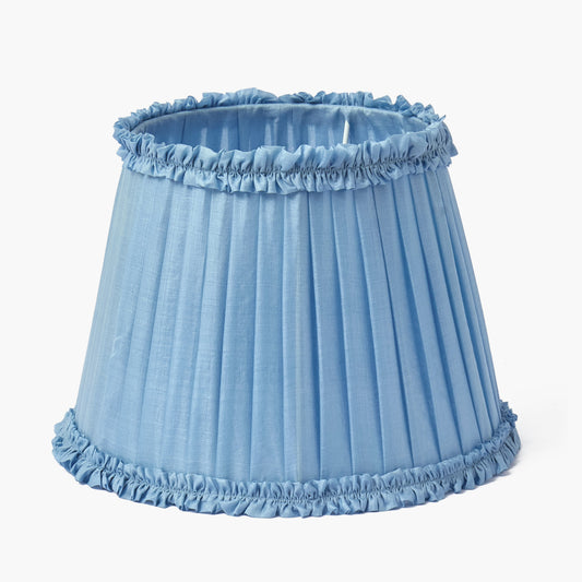Soft Blue Frilled Silk Lampshade (30cm)