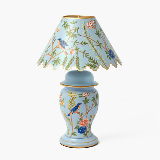 Blue Chinoiserie Lamp with Shade