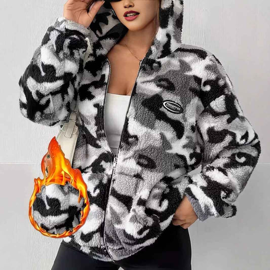 Men's Plush-Lined Camouflage Warm Jacket – Fleece Interior Outerwear
