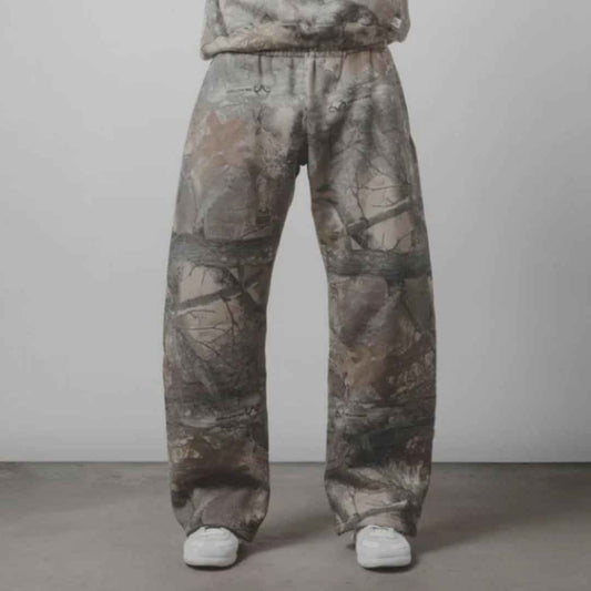 Men's Leaf Camo 3D Print Casual Pants – Straight-Leg Drawstring Trousers