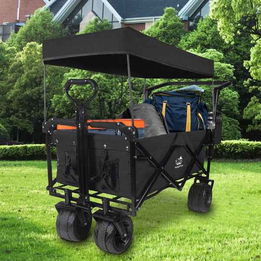 Heavy Duty Foldable Wagon with Canopy & Cooler Bag | All-Terrain Wheels