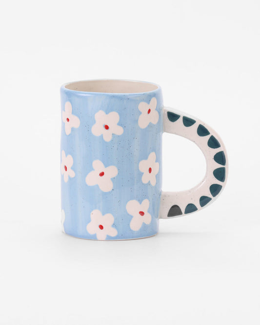 Ceramic Coffee Mug - Blue Flowers
