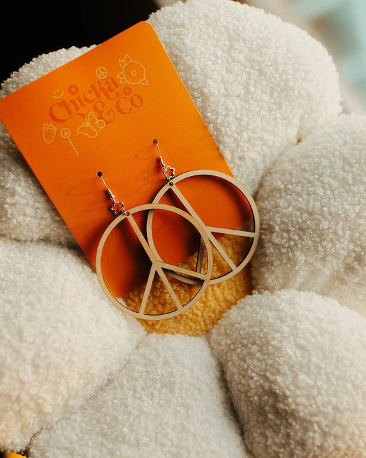 Peace Sign Wood Earrings