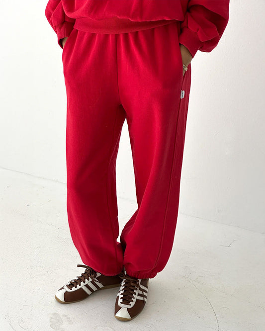 French Terry Balloon Pants - Red Tulip