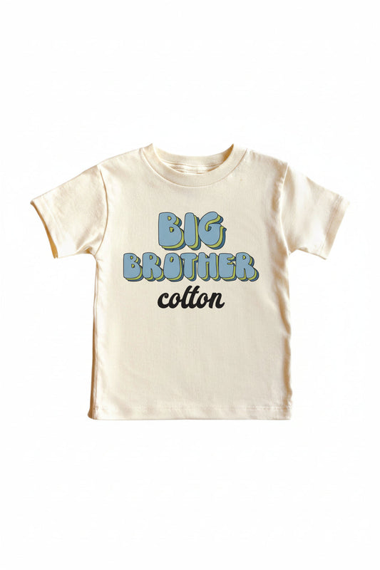 Personalized Big Brother Name Script Tee | Natural