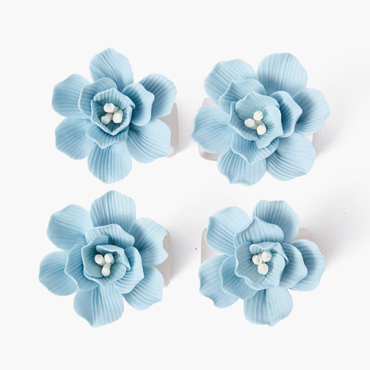 Soft Blue Fiore Napkin Rings (Set of 4)