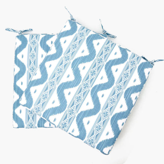 Blue Ikat Seat Pad Cushion