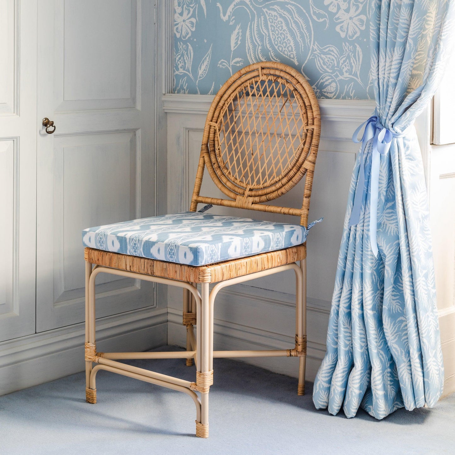 Blue Ikat Seat Pad Cushion
