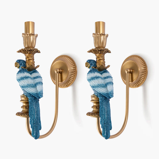 Pair of Blue Parrot Rechargeable Wall Lights