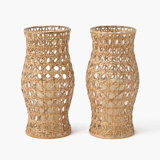 Rattan Hurricane Lantern (Pair)