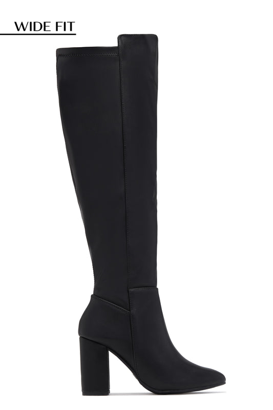 Colette Wide Fit Block Heel Boots - Black