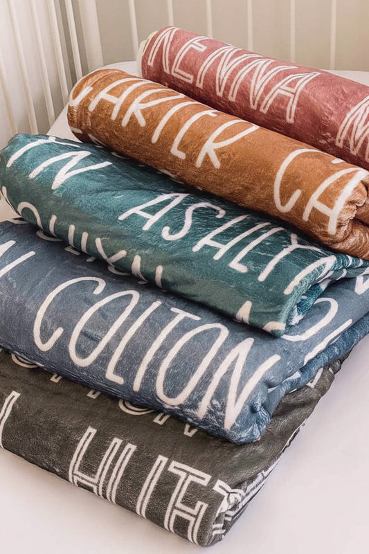 Custom Solid Color & Font Personalized Toddler Blanket