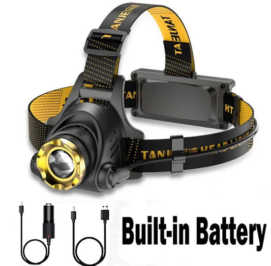 USB Rechargeable LED Headlamp – 3 Modes, Adjustable Beam, Built-In Battery