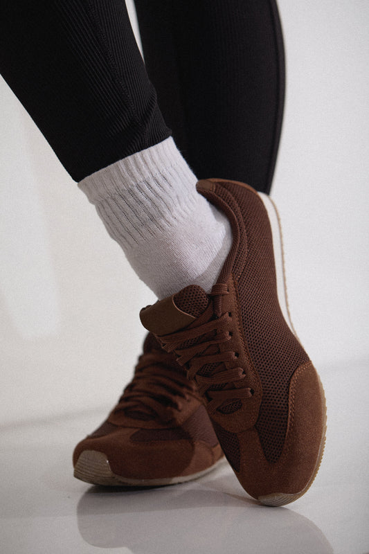 Downtown Stroll Lace Up Sneakers - Brown