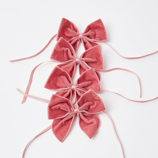 Dusty Pink Velvet Napkin Bows (Set of 4)