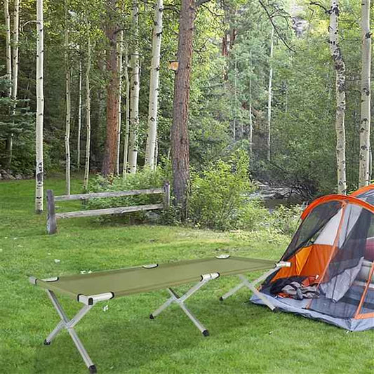 Foldable Camping Cot – Aluminum Frame & Oxford Fabric, 74" Long with Carry Bag for Outdoor Sleeping