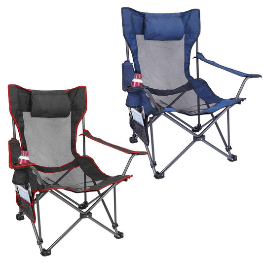 Reclining Foldable Camping Chair – 330 lb Heavy-Duty Steel with Cup Holder, Side Pocket & Carry Bag