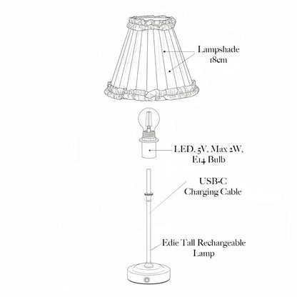 Edie Rechargeable Lamp with Olive Green Ikat Shade (18cm)
