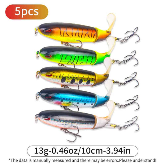 Topwater Pencil Fishing Lure with Rotating Propeller Tail – 5-Pack, 13g