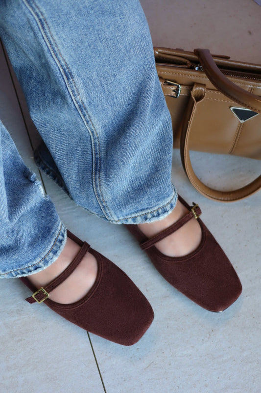Ellie Mary Jane Flats - Brown