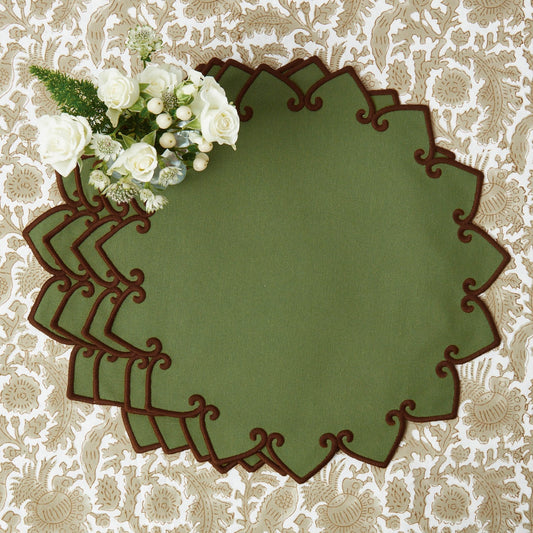 Forest Green & Brown Angelina Placemats (Set of 4)