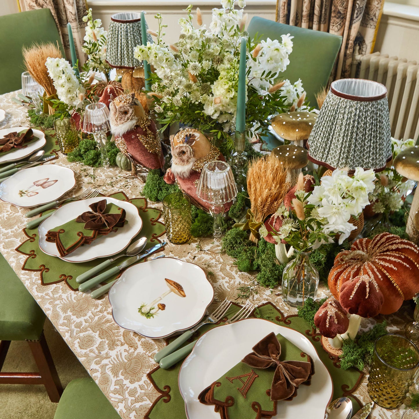Forest Green & Brown Angelina Placemats (Set of 4)