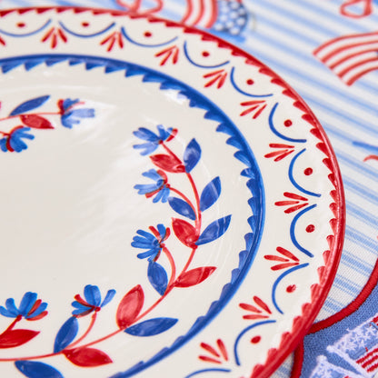Blue & Red Josephine Dinner & Starter Plates (Set of 8)