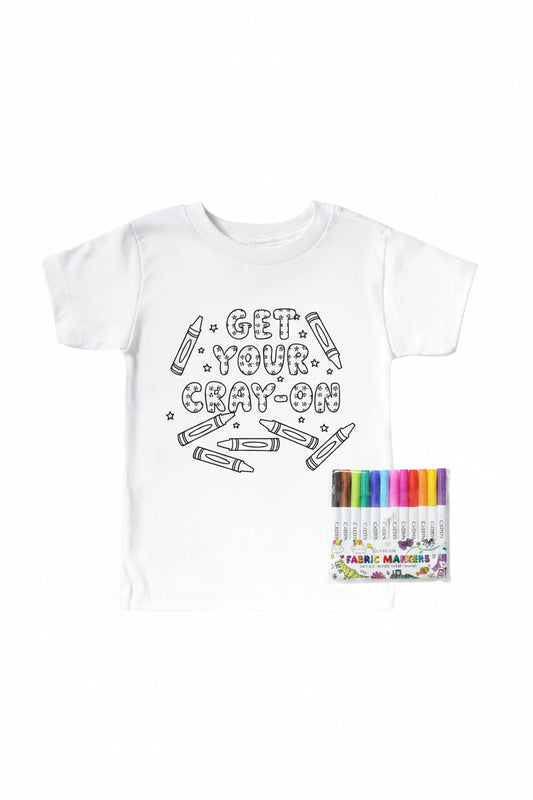 Get Your Cray-On Colorable Kids Graphic Tee | White