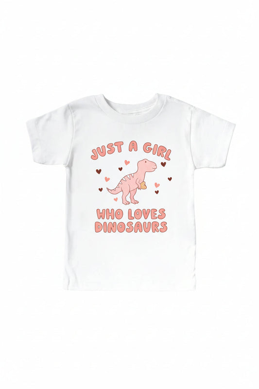 Loves Dinosaurs Kids Graphic Tee | White