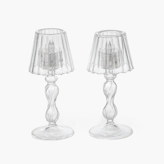 Glass Lantern Tea Light Holder (Pair) - 18cm