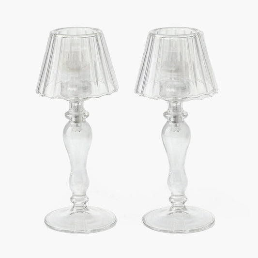 Glass Lantern Tea Light Holder (Pair) - 24cm