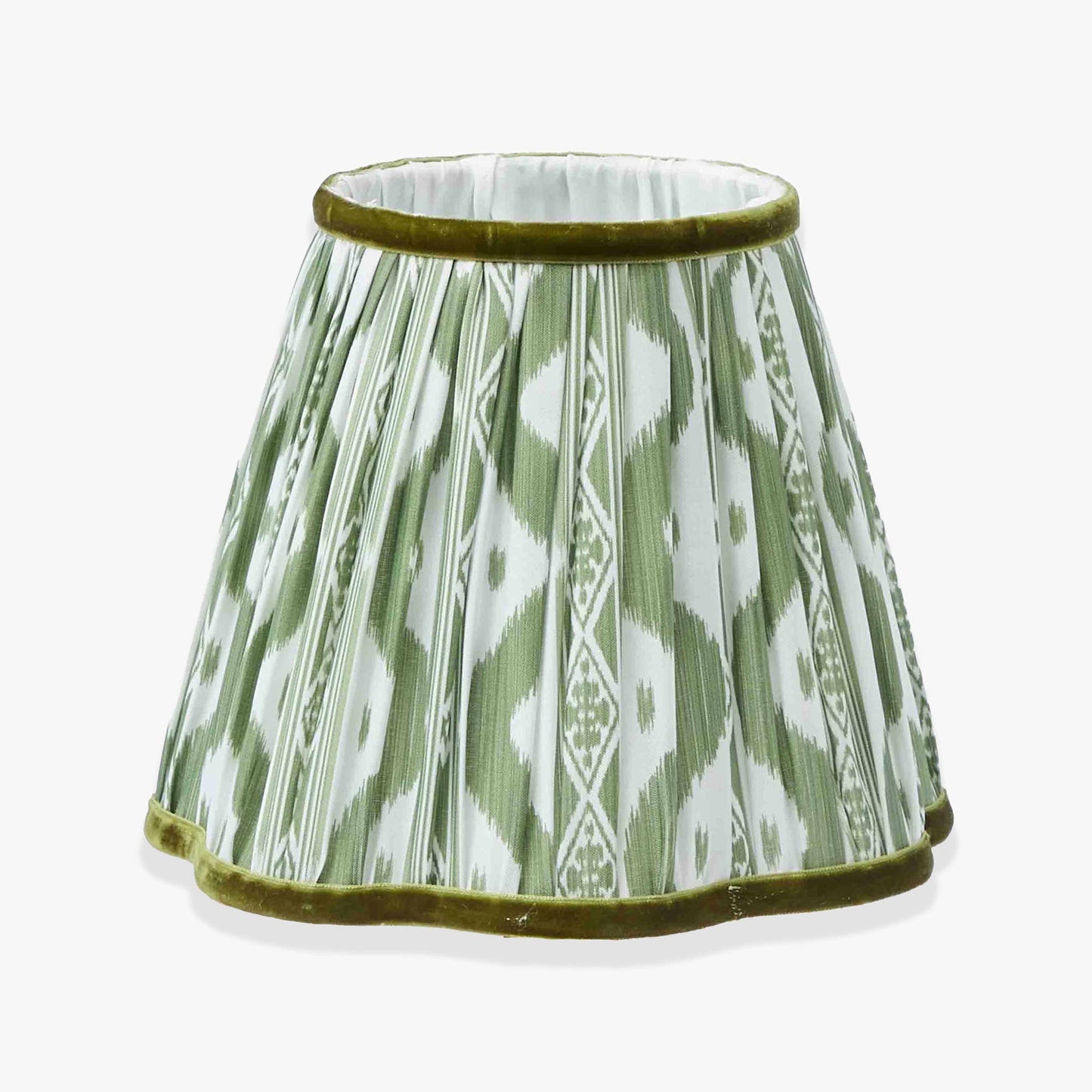 Edie Rechargeable Lamp with Olive Green Ikat Shade (18cm)