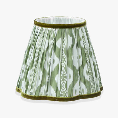 Edie Rechargeable Lamp with Olive Green Ikat Shade (18cm)