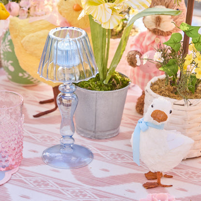Blue Glass Lantern Tea Light Holder Set