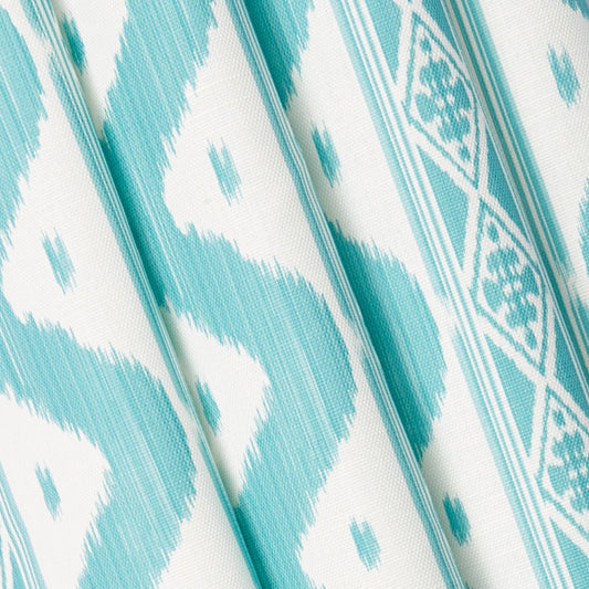 Turquoise Ikat Stripe Fabric