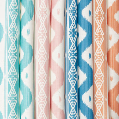 Soft Coral Ikat Stripe Fabric