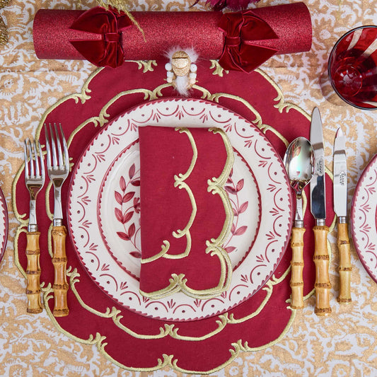 Burgundy & Gold Amanda Placemats & Napkins (Set of 4)
