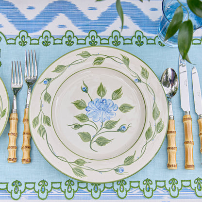 Blue Rose Bud Dinner & Starter Plates (Set of 8)