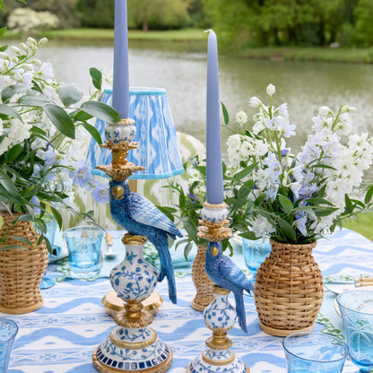 Blue Parrot Candle Holders (Pair)