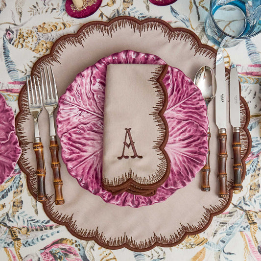 Taupe & Chocolate Isabella Placemats & Napkins (Set of 4)