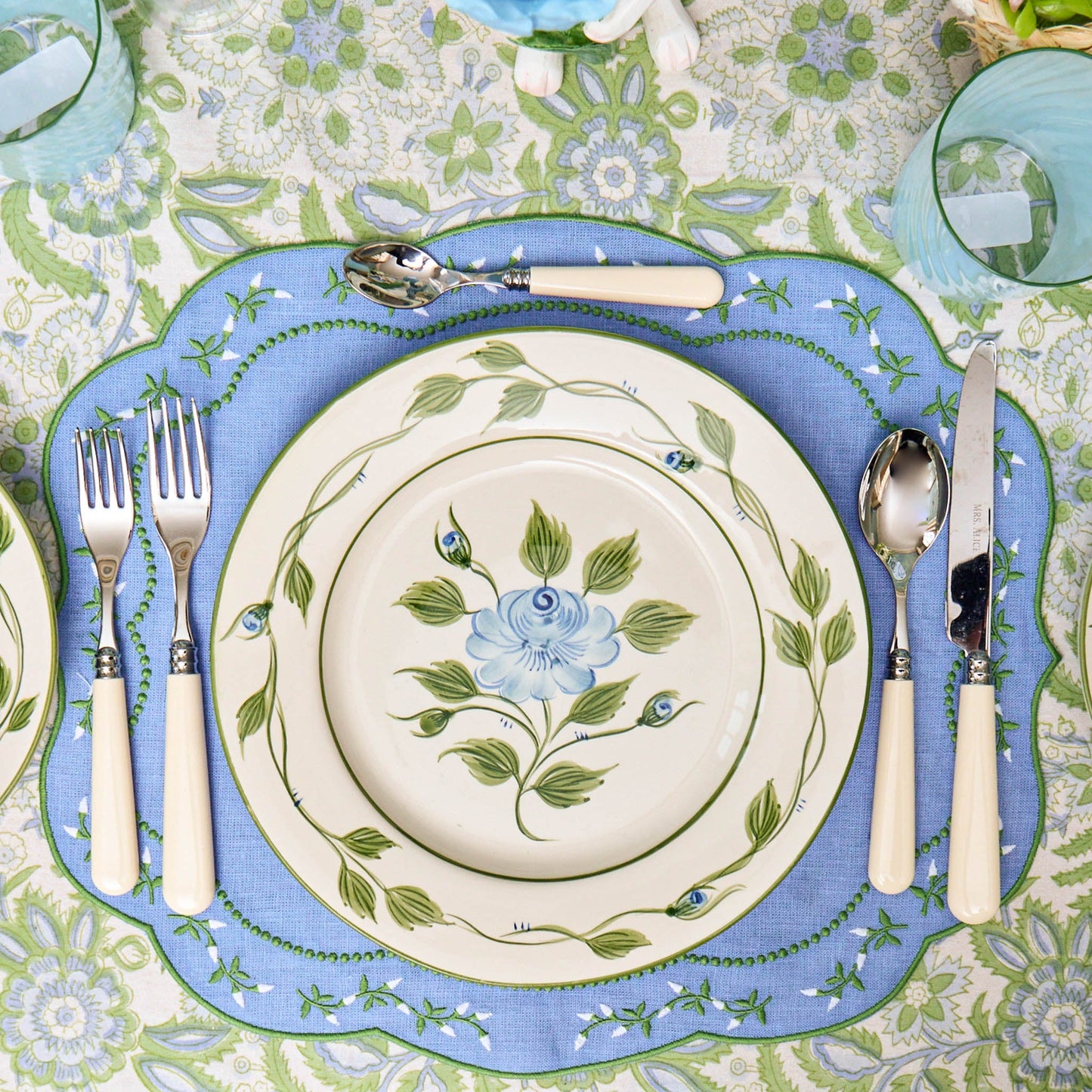 Blue Rose Bud Dinner Plate