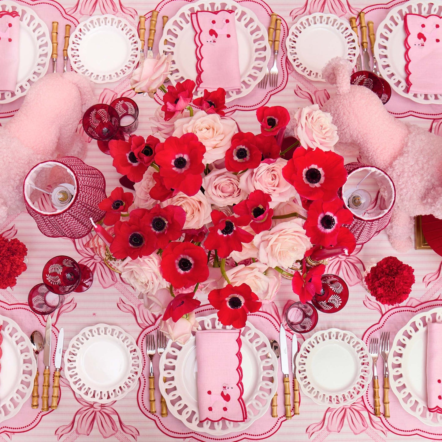 Pink & Red Eloise Linen Placemats (Set of 4)