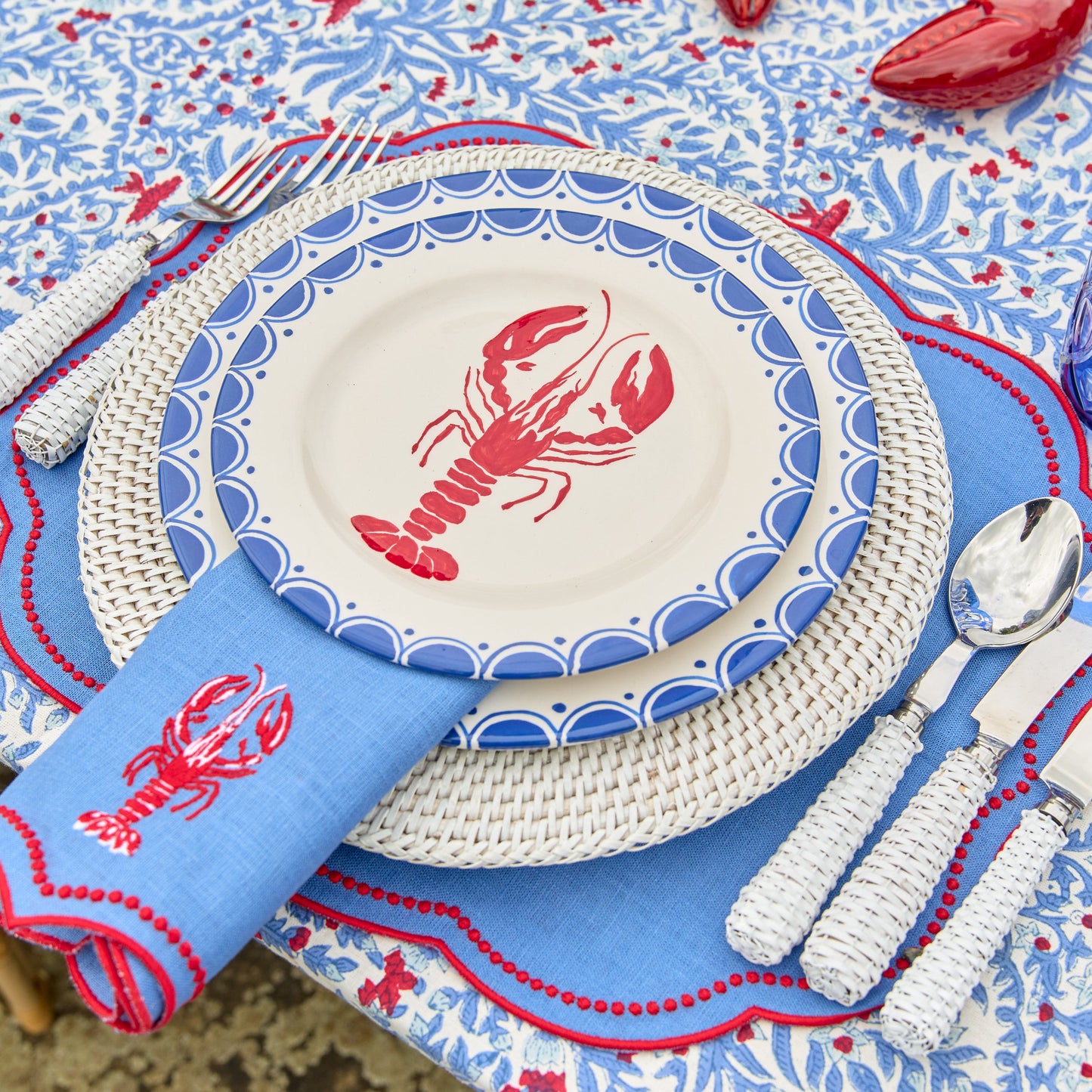 White Rattan Charger Plates (Set of 4)